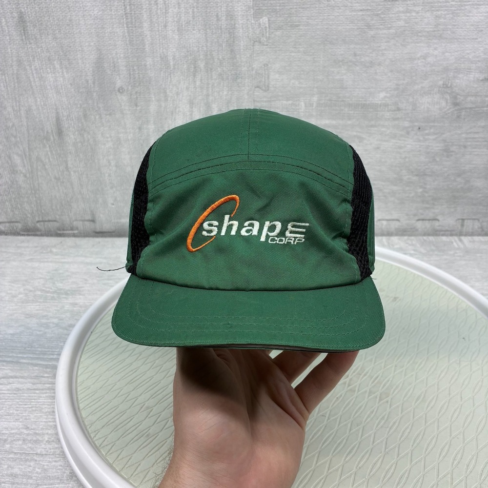 Shape‎ Corp 5 Panel Camper Hat Mens OSFA Green Mesh Reflective Strapback Cap